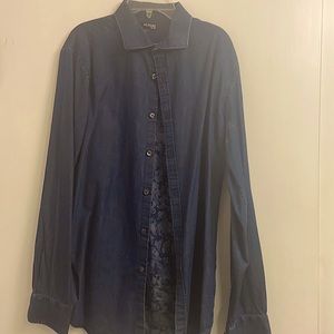 Dark blue Murano button down long sleeve shirt. Medium slim fit